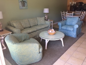 Living/dining area as viewed from pool side entrance