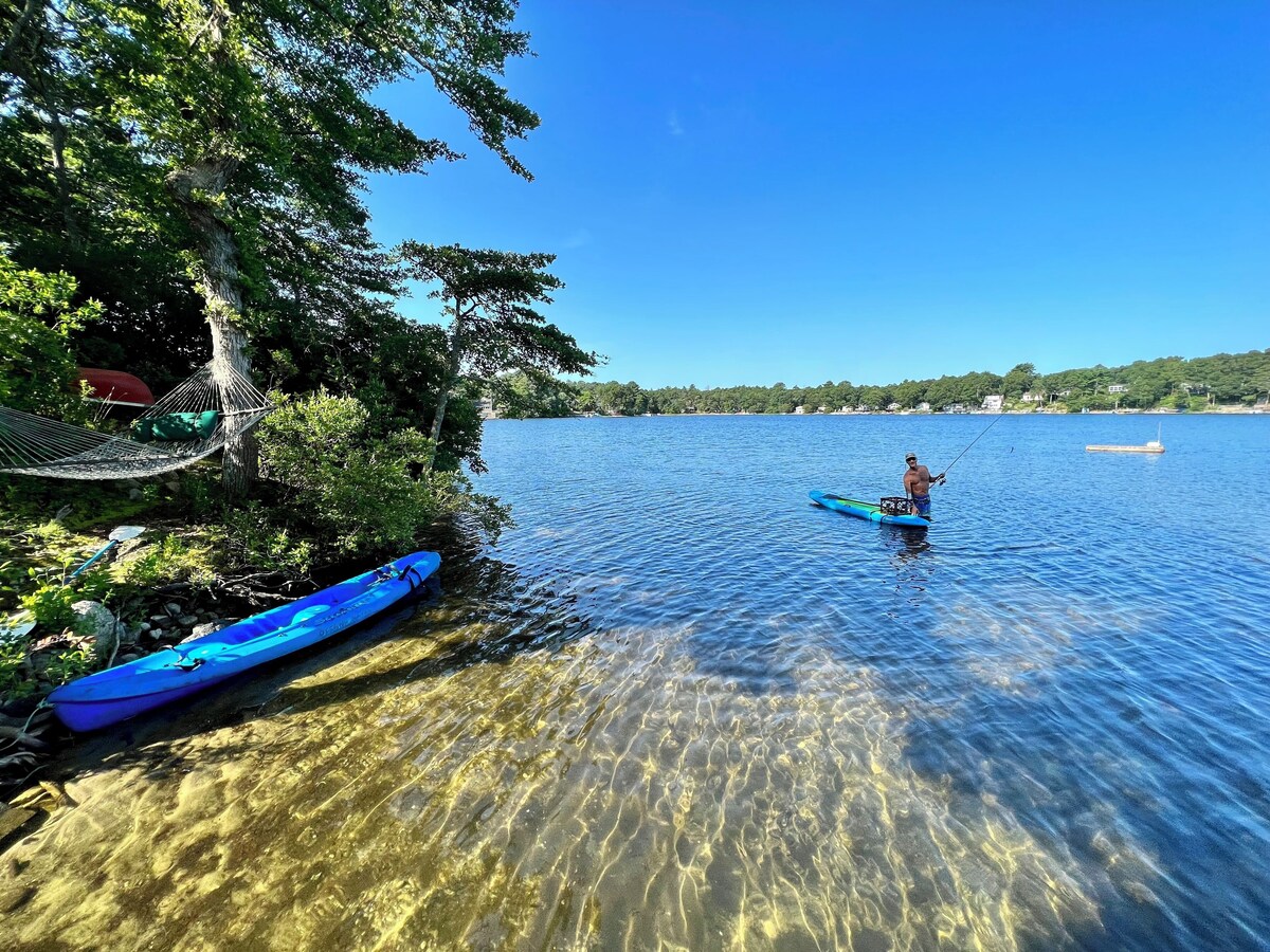 Waterfront home on pristine lake w/ large deck above water, 5 min from Cape Cod