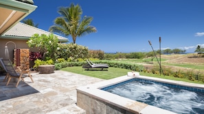 Soak in the private spa at the end of a busy day