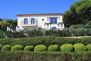 View of the villa from the garden path