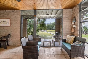 View of the canal from the screened in porch.