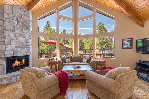 Great room w/ views & fireplace.