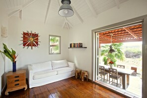 living room with tv & docking station. 