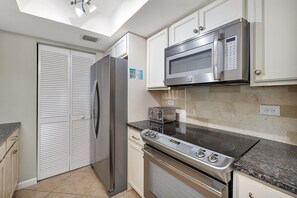 Kitchen with stainless steel appliances