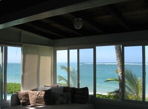 View From the Cottage lanai with double bed.