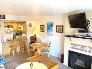 Living area with gas fireplace