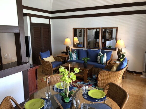 Kiahuna Condo #155 - Living Room and Dining Room