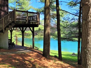 View of the pond from the right side of the cabin.