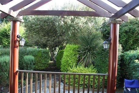 Southern facing garden from pergola