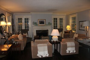 living room with fireplace