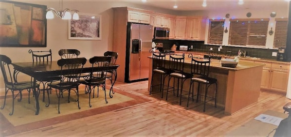 Spacious Kitchen / Dinging with large island, Hardwood floors
