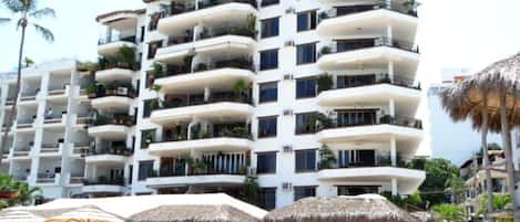 La Palapa view from the beach. 605 is on second level from top - right side