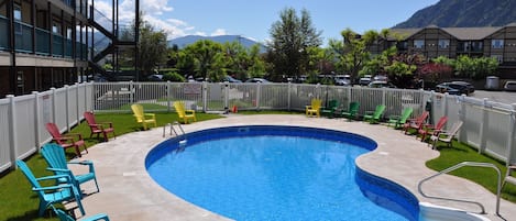 Pool steps from the door
