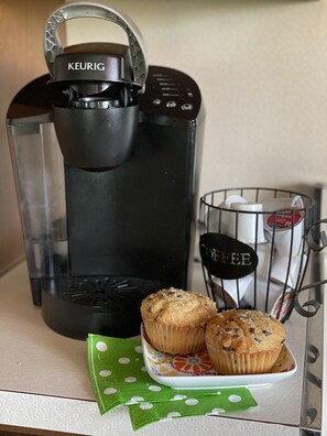 Enjoy fresh baked muffins upon your arrival.