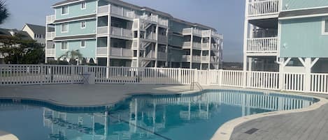 Beautiful pool just resurfaced and updated.  Sit on front deck and see pool.