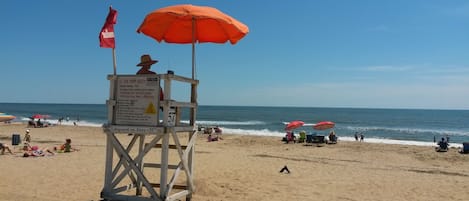 Lifeguarded beach area both at 56th and 57th Street (where condo is located).