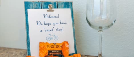 Every guest gets a complimentary chocolate from our local world-famous Enstroms
