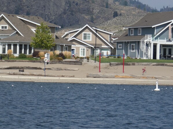 Cottage is almost on the beach.  View from the water, plain sight of the beach
