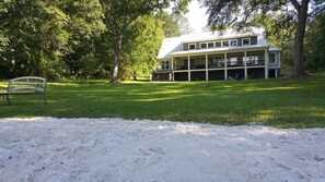 Huge (150' x 125') flat yard with rare sandy beach on a cove without a seawall!