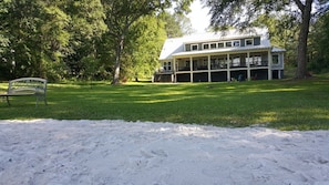 Huge (150' x 125') flat yard with rare sandy beach on a cove without a seawall!