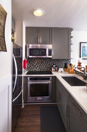 Kitchen with stainless steel appliances