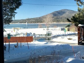 View of lake-- picture taken from inside family room on December 28, 2016