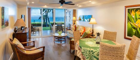 Living room with ocean front view