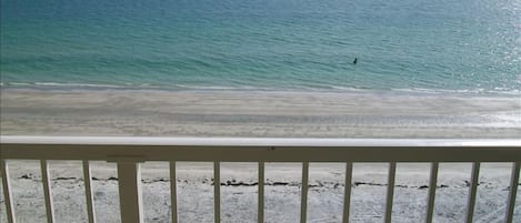 LOOKING OUT OVER BALCONY