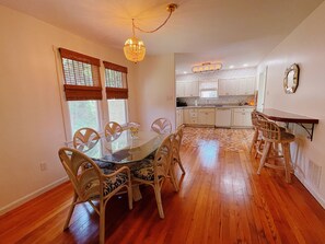 dining room with hand milled cherry bar/designated work space