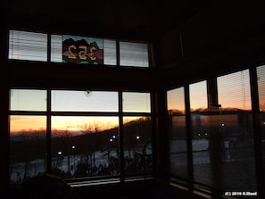 Panoramic view of slopes, mountains, and lift