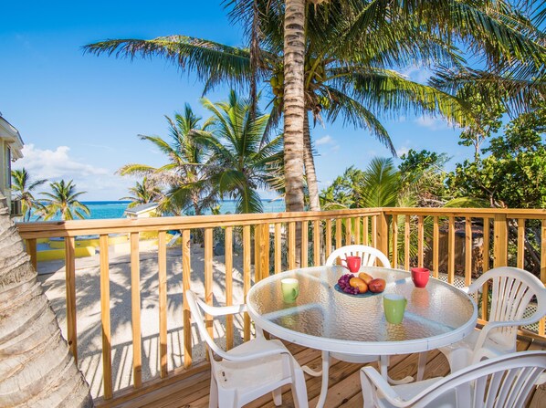 Enjoy a drink, meal or a good book on the terrace overlooking the ocean.