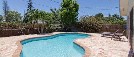 Large heated pool and deck area