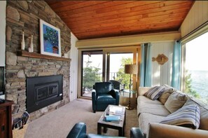Gorgeous gas fireplace adds warmth and comfort.