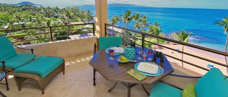 You can almost reach out & touch the beach! Great views & dining w/ wind relief 