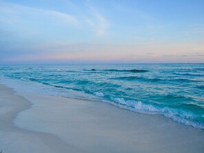 Paradise awaits with aqua tones and powder white sand along Seacrest Beach.