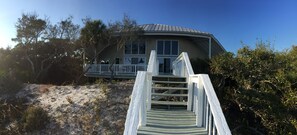 The view of Prior Dunes from the walkway to the Beach looking back at the house