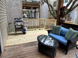 New expanded deck off of living room