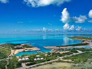 The beautiful south side of Providenciales and our villas at Harbour Club