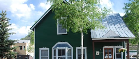 Front of Cabin with fenced yard.