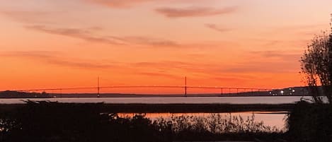 View of sunset and Mount Hope bridge, from the deck.