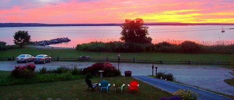 Gorgeous sunset and the beach just steps away.