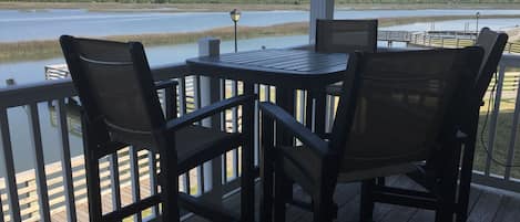 Sit high above the rail on the back deck where your view is not obstructed