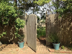 Gate to town field and to pathway to beach