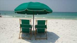 One Beach Chair Setup as shown is included on Maravilla's Private Beach!