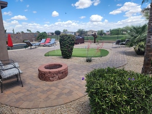 Fire pit and putting green