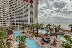 View of the pool from the balcony