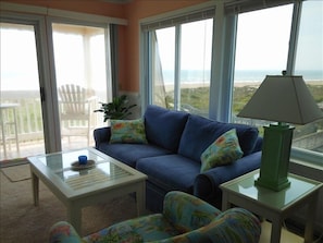 Living Room with a View and Queen pull-out sofa.