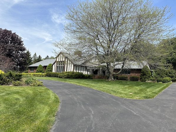 Front of home, 1story Tudor with a lower level bed and bath