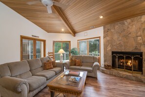 Gas fireplace in the family room