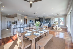 Living, dining and kitchen - open area